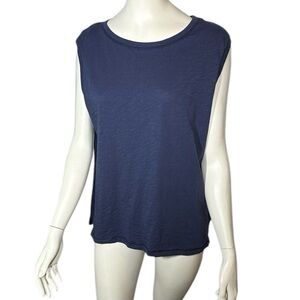 RACHEL Rachel Roy Blue Pima Cotton Sleeveless Lightweight Tank Tee Size XL